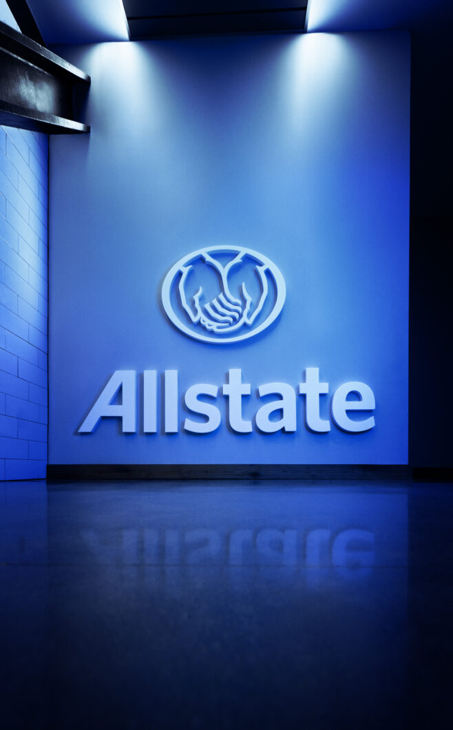 Blue Allstate lobby sign