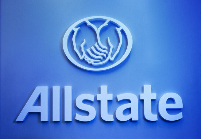 Blue Allstate lobby sign, cropped