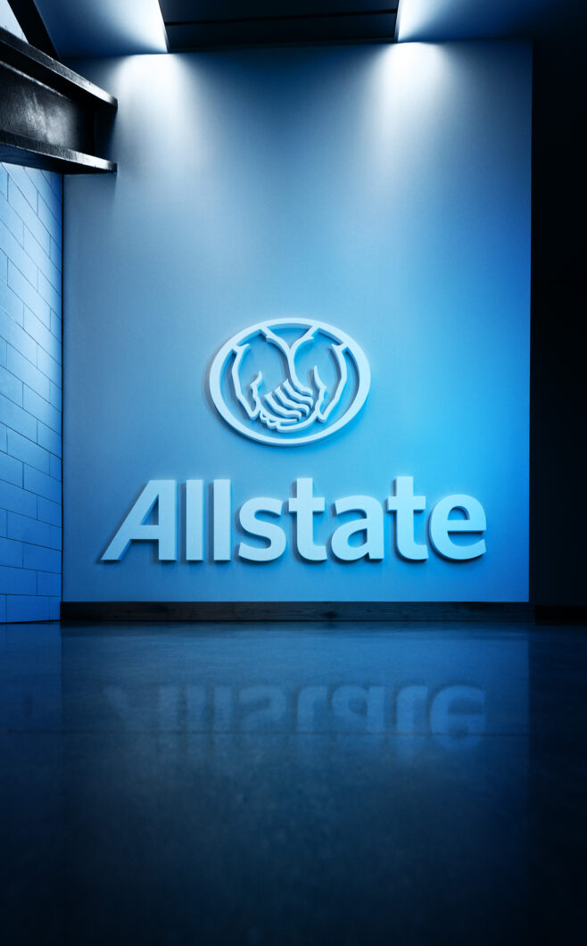 Teal Allstate lobby sign