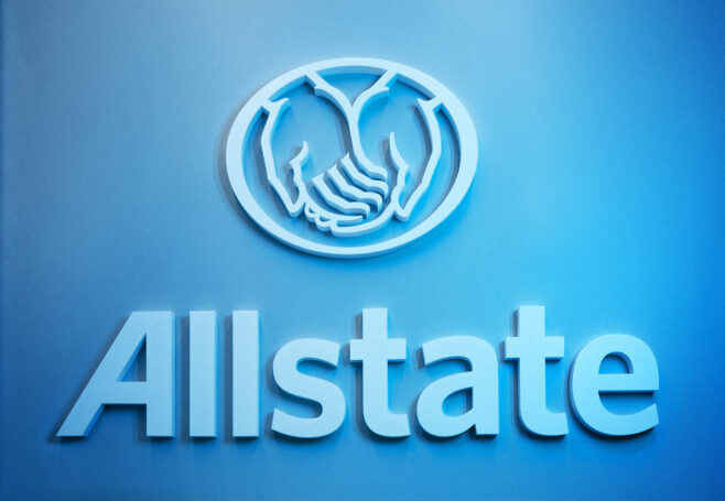 Teal Allstate lobby sign, cropped